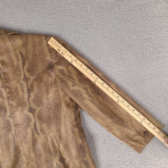 Chico's Jacket Womens Size 2 Large Brown Faux Snakeskin Button Up - Picture 14 of 15
